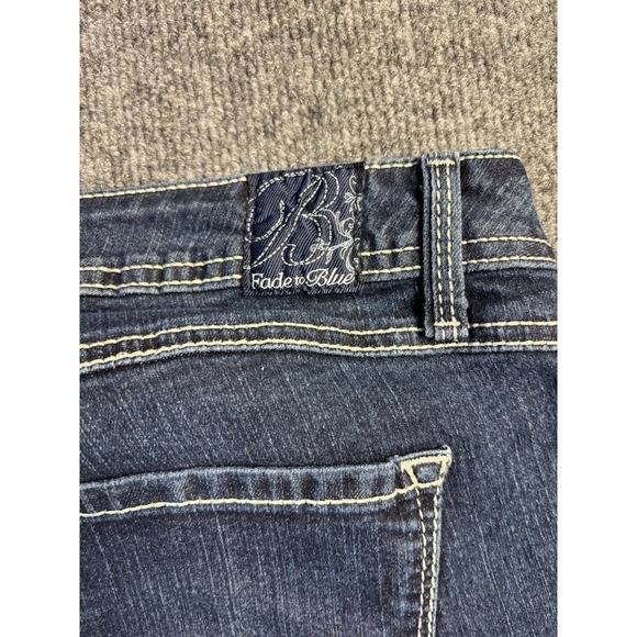 Fade To Blue Premium Jeans Women's 16W Blue Denim Crop Stretch Boho Straight Leg - Picture 9 of 10